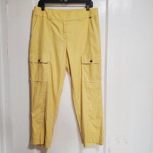 Women's ST. JOHN Yellow Capri Ankle Cargo Pants Sz 10 EUC